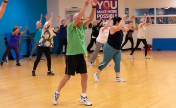 Action shot of a low impact circuit session at the YMCA