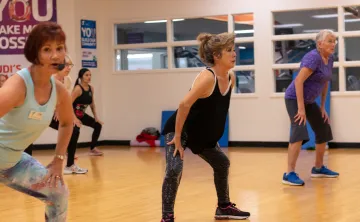Action shot of a low impact circuit session at the Lakewood Family YMCA