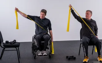 Jake leading an adaptive fitness workout