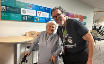 Teddy and a YMCA member