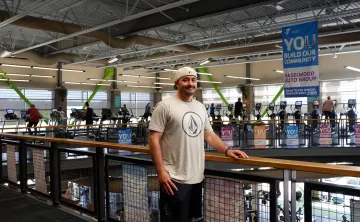 Patrick posing at the Haselwood Family YMCA