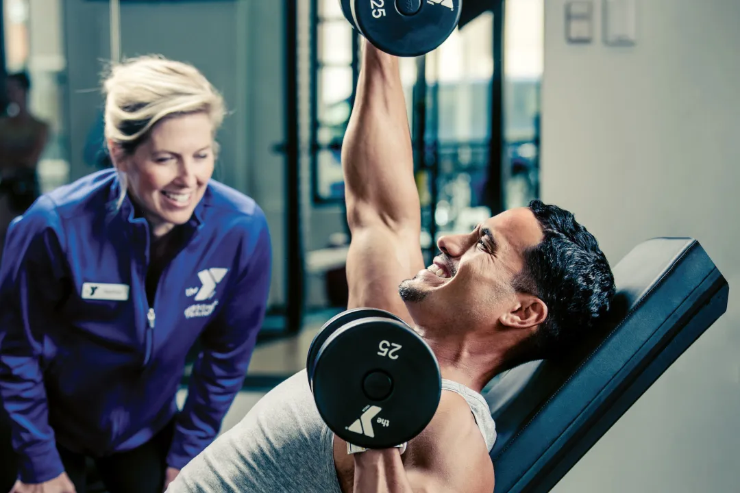 Personal Training With Dumbbel Press At The YMCA